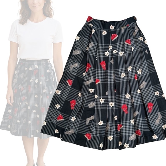 Geiger Australia Dresses & Skirts - Geiger Australia Vintage Plaid Skirt Mittens Hats winter thom browne 50s mid